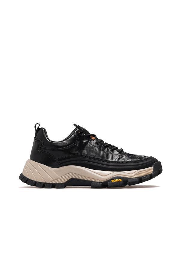 Erkek Deri Günlük Sneaker Ayakkabı 25k 25k570 M Siyah - Image 1