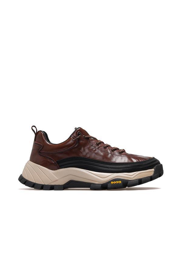 Erkek Deri Günlük Sneaker Ayakkabı 25k 25k570 M Kahve - Image 1
