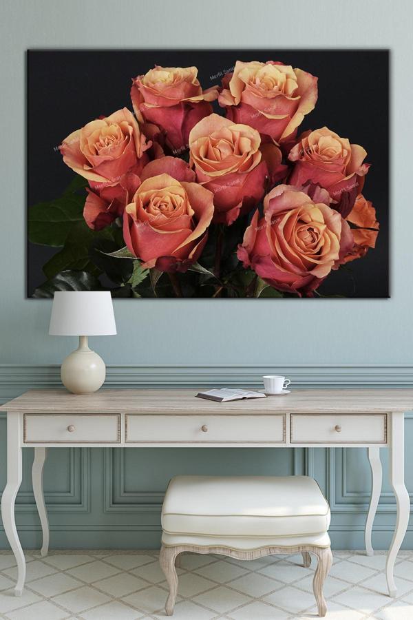 Morfil Sanat Atölyesi Güller Dekoratif Kanvas Tablo - Image 1