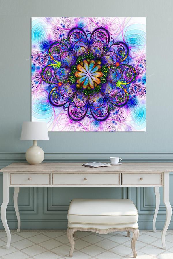 Morfil Sanat Atölyesi Yaşam Çiçeği Kutsal Geometri Sri Yantra Kanvas Tablo - Image 1