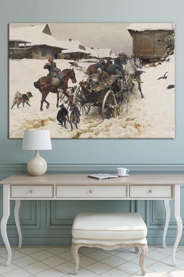 Morfil Sanat Atölyesi Yeni Yıl New Year Yılbaşı Kış Yağlıboya Efektli Doğa Manzara Dekoratif Kanvas Tablo (8 Farklı Ölçü) - Image 1