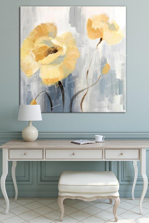 Morfil Sanat Atölyesi Sarı Çiçek Muhteşem Sanatsal Kanvas Tablo - Image 1