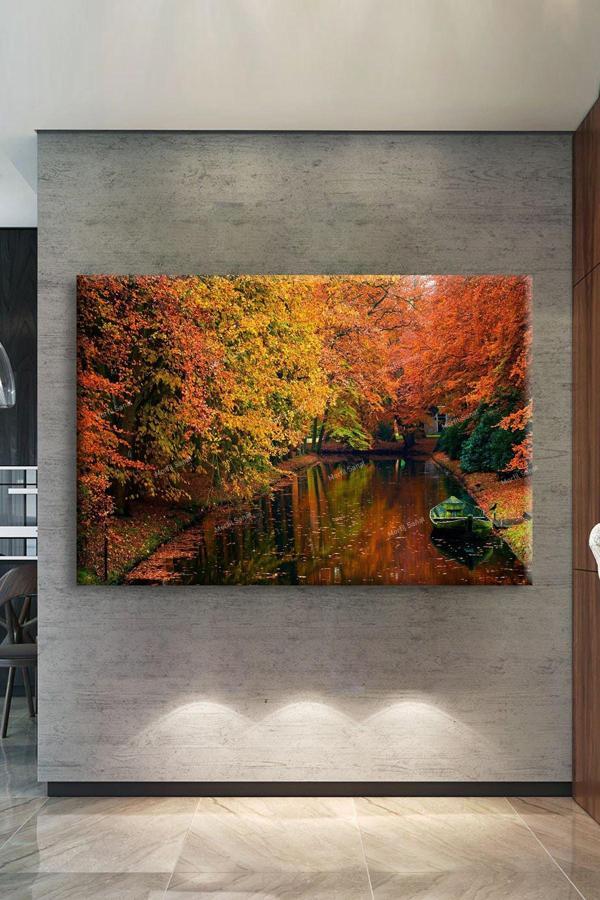 Morfil Sanat Atölyesi Sonbahar Göl Orman Doğal Tabiat Kanvas Tablo - Image 1