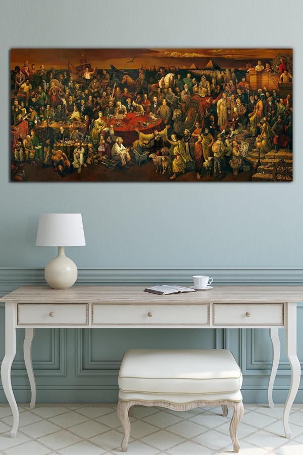 Morfil Sanat Atölyesi Dante Discussing The Divine Comedy With Dante Kanvas Tablo - Image 1