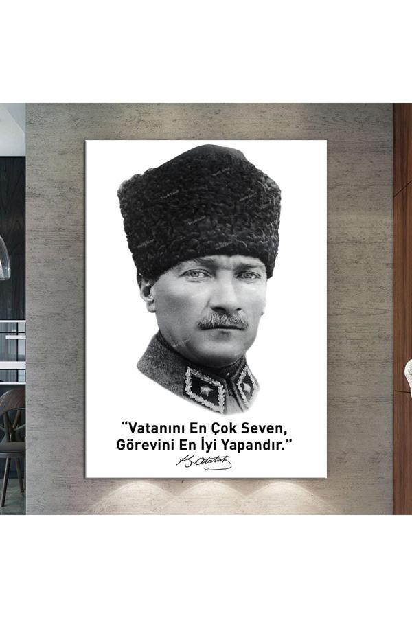 Morfil Sanat Atölyesi Atatürk Mustafa Kemal Kanvas Tablo (7 Farklı Ölçü) - Image 1