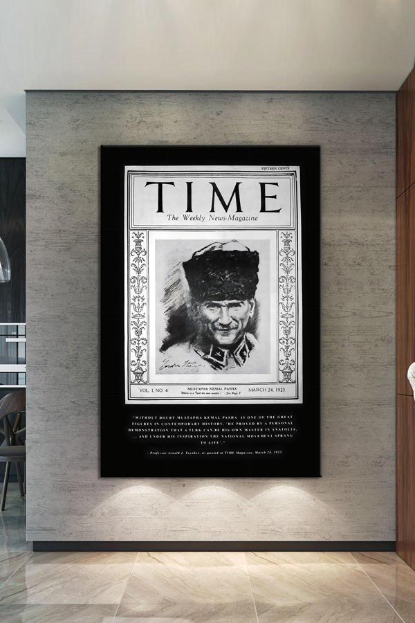 Morfil Sanat Atölyesi Atatürk Mustafa Kemal Time Dergisi Kanvas Tablo Okullara İşyerlerine Uygun (8 Farklı Ölçü) - Image 1