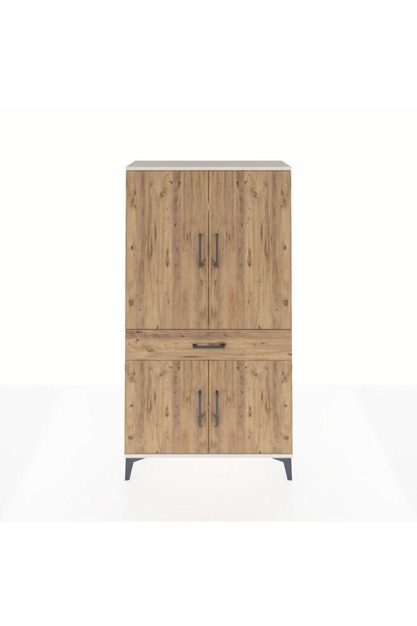 Dienni Arges Dolap 4 Raflı 1 Çekmeceli 4 Kapaklı 88 x 30 x 163 cm Aytaşı - Çam - Image 1
