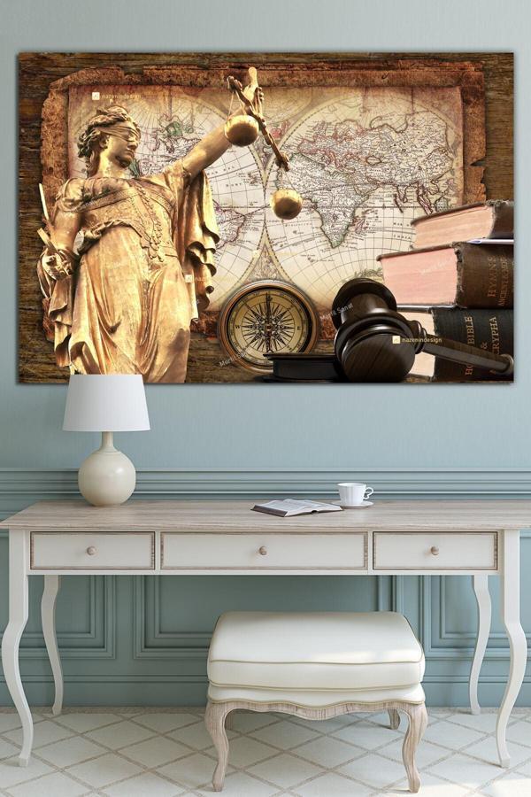 Morfil Sanat Atölyesi Avukatlara Özel Hukuk Adalet Temalı Makam Kanvas Tablo - Image 1