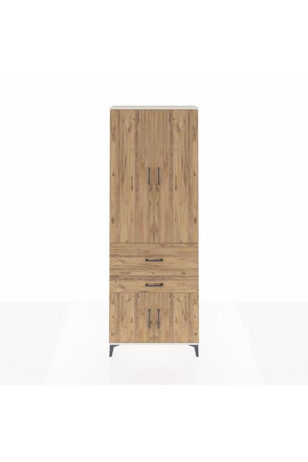 Arges Dolap 5 Raflı 2 Çekmeceli 4 Kapaklı 88x30x243 Aytaşı-Çam - Image 1