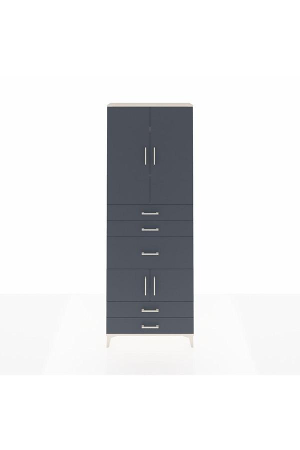 Arges Dolap 4 Raflı 5 Çekmeceli 4 Kapaklı 88x30x243 Aytaşı-Antrasit - Image 1