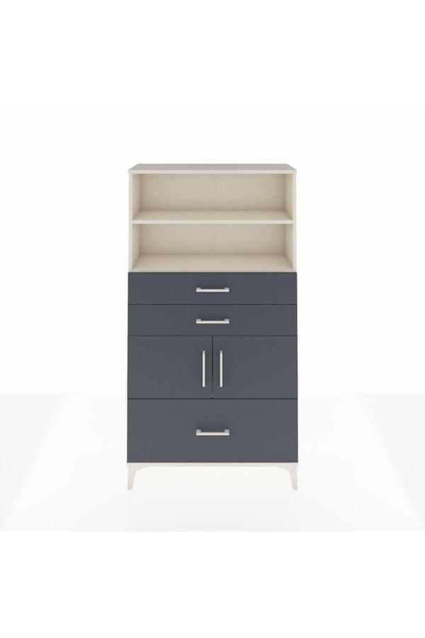 Arges Dolap 3 Raflı 3 Çekmeceli 2 Kapaklı 88x30x163 Aytaşı-Antrasit - Image 1