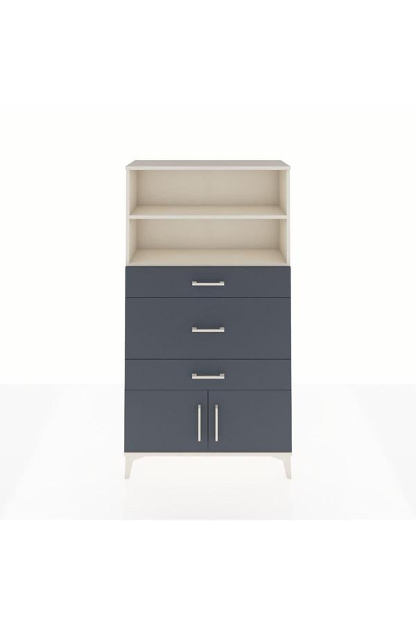 Arges Dolap 2 Raflı 3 Çekmeceli 2 Kapaklı 88x30x163 Aytaşı-Antrasit - Image 1