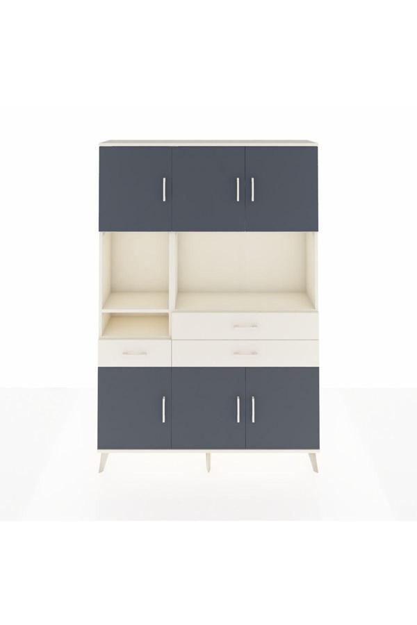 Dienni Arges Dolap 9 Raflı 3 Çekmeceli 6 Kapaklı 132 x 30 x 195 cm Aytaşı - Antrasit - Aytaşı - Image 1