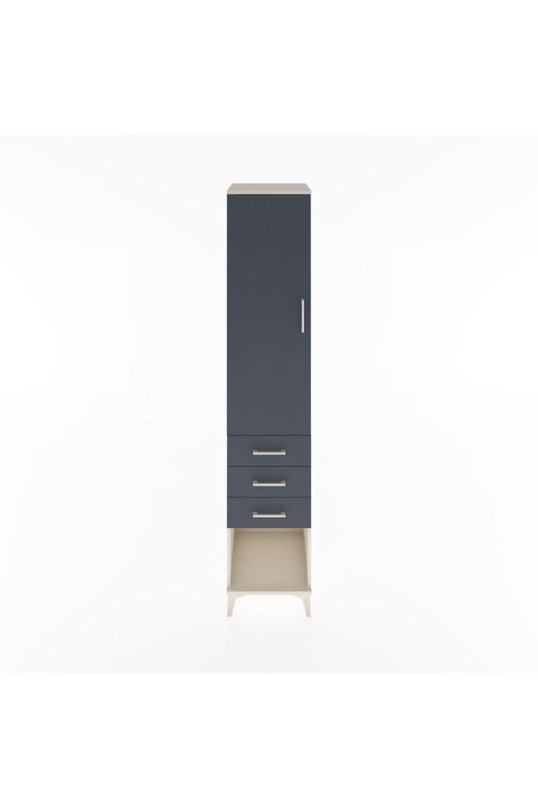 Dienni Hyperion Dolap 2 Raflı 3 Çekmeceli 1 Kapaklı 44 x 44 x 221 cm Aytaşı - Antrasit - Image 1