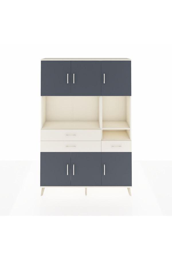 Arges Dolap 9 Raflı 3 Çekmeceli 6 Kapaklı 132x30x195 Aytaşı-Antrasit/Aytaşı - Image 1