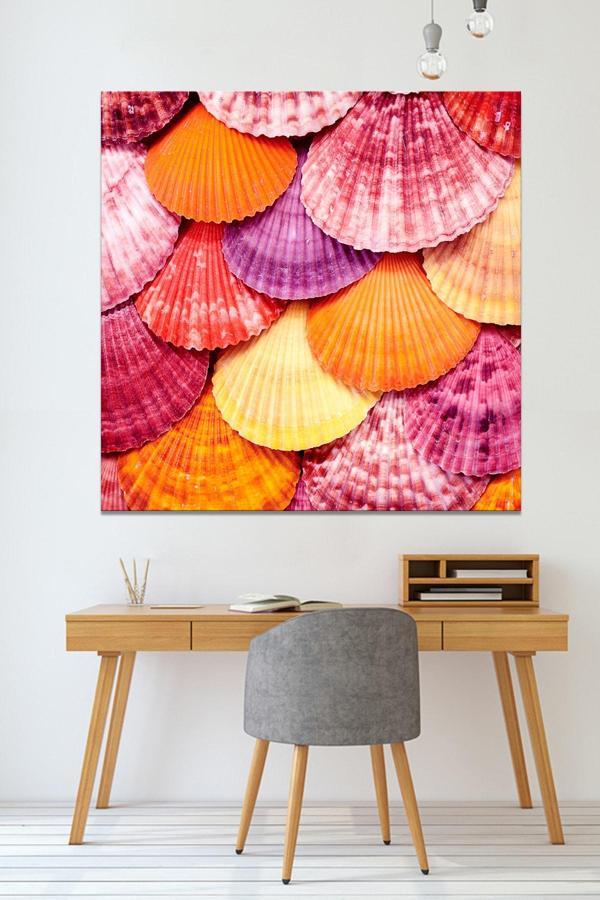 Morfil Sanat Atölyesi Renli Deniz Kabukları Kanvas Tablo - Image 1
