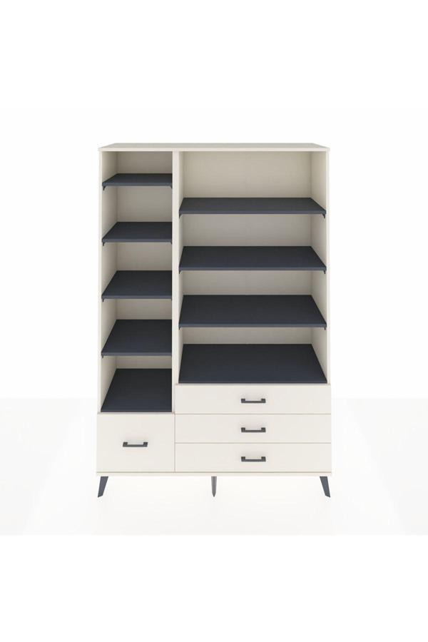 Dienni Hyperion Dolap 9 Raflı 4 Çekmeceli 132 x 44 x 195 cm Aytaşı - Antrasit - Aytaşı - Image 1