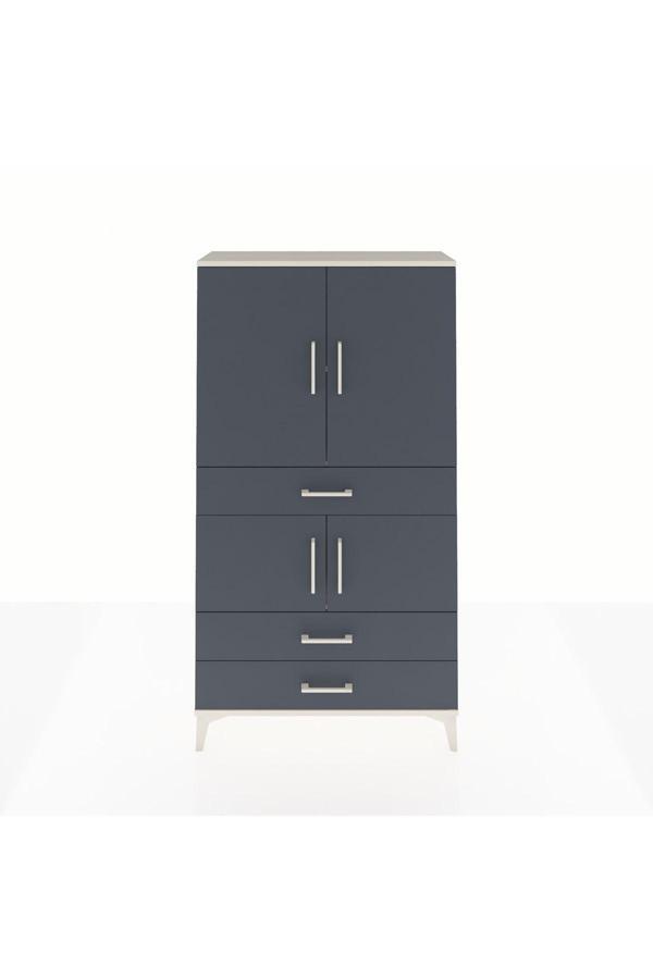 Arges Dolap 3 Raflı 3 Çekmeceli 4 Kapaklı 88x30x163 Aytaşı-Antrasit - Image 1