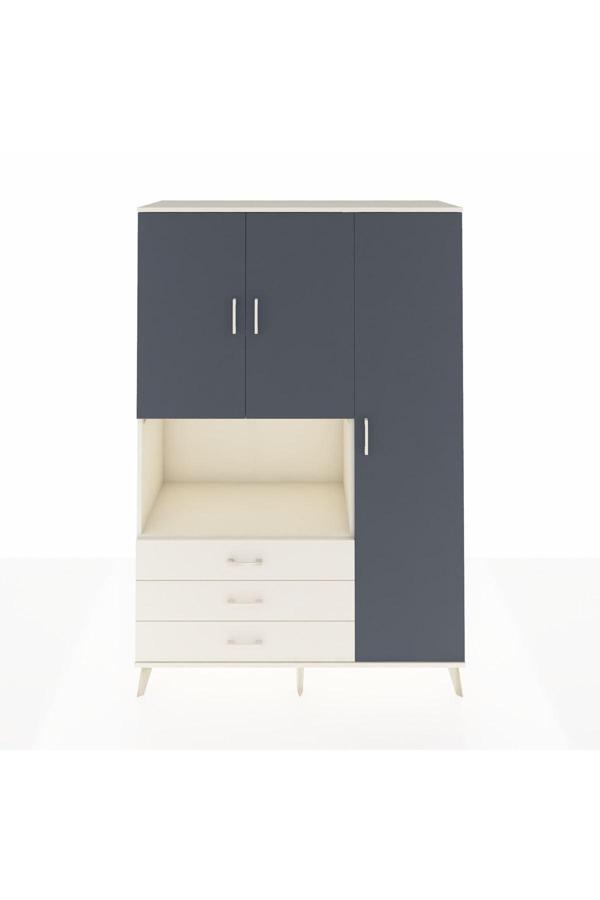 Dienni Hyperion Dolap 7 Raflı 3 Çekmeceli 3 Kapaklı 132 x 44 x 195 cm Aytaşı - Antrasit - Aytaşı - Image 1