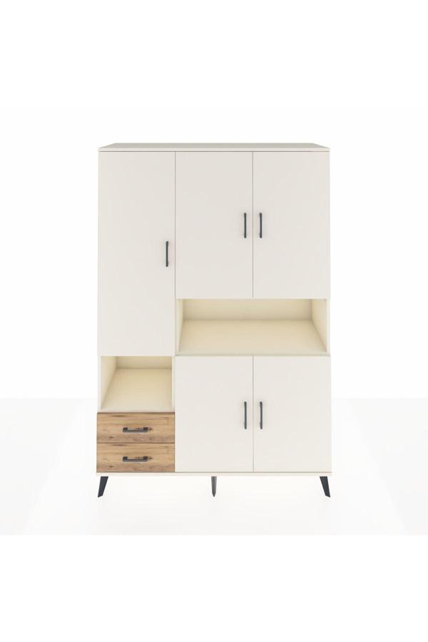 Hyperion Dolap 10 Raflı 2 Çekmeceli 5 Kapaklı 132x44x195 Aytaşı-Aytaşı/Çam - Image 1