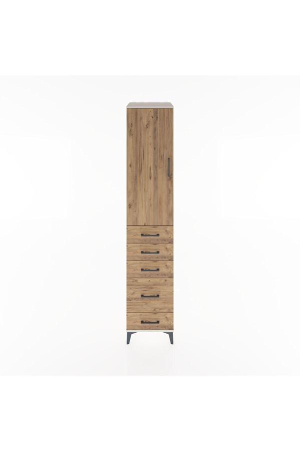 Dienni Hyperion Dolap 3 Raflı 5 Çekmeceli 1 Kapaklı 44 x 44 x 221 cm Aytaşı - Çam - Image 1