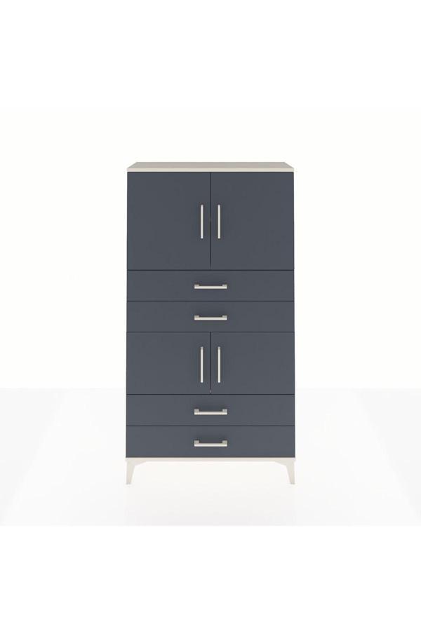 Dienni Arges Dolap 3 Raflı 4 Çekmeceli 4 Kapaklı 88 x 30 x 163 cm Aytaşı - Antrasit - Image 1