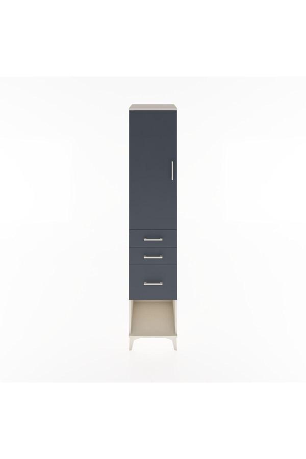 Dienni Hyperion Dolap 3 Raflı 3 Çekmeceli 1 Kapaklı 44 x 44 x 221 cm Aytaşı - Antrasit - Image 1