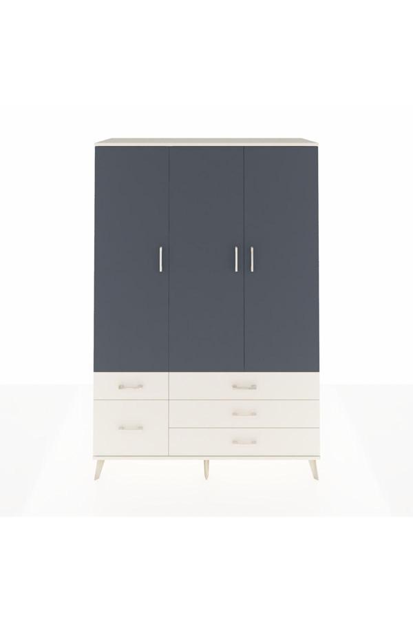 Dienni Hyperion Dolap 5 Raflı 5 Çekmeceli 1 Askılı 132 x 44 x 195 cm Aytaşı - Antrasit - Aytaşı - Image 1