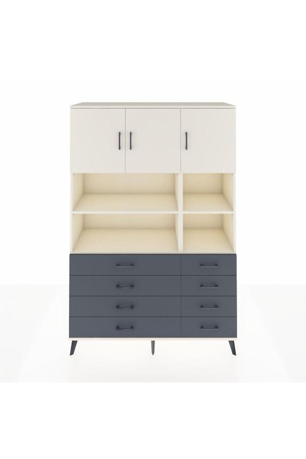 Hyperion Dolap 8 Raflı 8 Çekmeceli 3 Kapaklı 132x44x195 Aytaşı-Aytaşı/Antrasit - Image 1