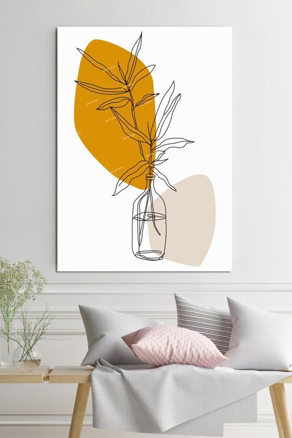 Morfil Sanat Atölyesi Vazoda Çiçek Minimalist Sanatsal Kanvas Tablo - Image 1