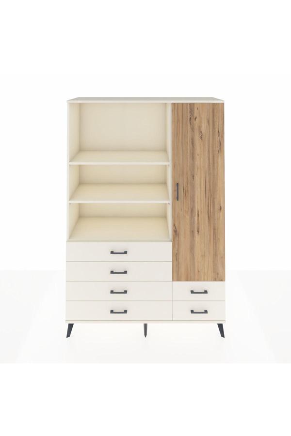 Hyperion Dolap 7 Raflı 6 Çekmeceli Tek Kapaklı  132x44x195 Aytaşı-Çam/Aytaşı - Image 1