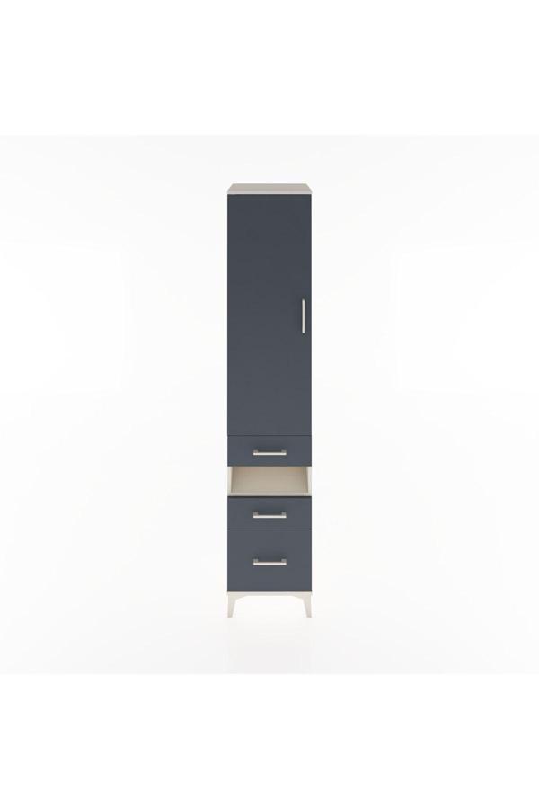 Hyperion Dolap 4 Raflı 3 Çekmeceli Tek Kapaklı 44x44x221 Aytaşı-Antrasit - Image 1