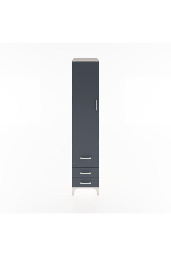 Hyperion Dolap 4 Raflı 3 Çekmeceli Tek Kapaklı 44x44x221 Aytaşı-Antrasit - Image 1