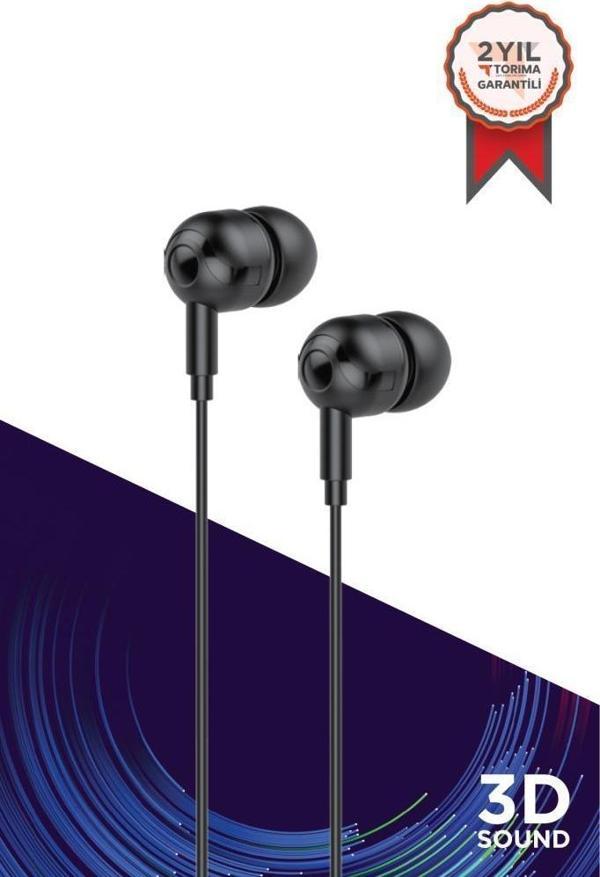 Torima H10 Mikrofonlu Stereo Kulakiçi Kablolu Kulaklık Siyah - Image 1