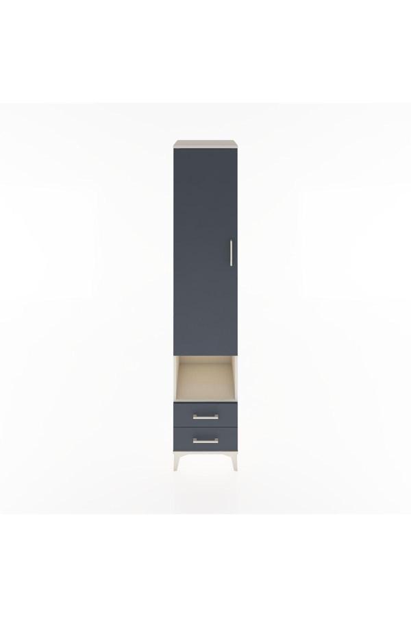 Hyperion Dolap 5 Raflı 2 Çekmeceli Tek Kapaklı 44x44x221 Aytaşı-Antrasit - Image 1
