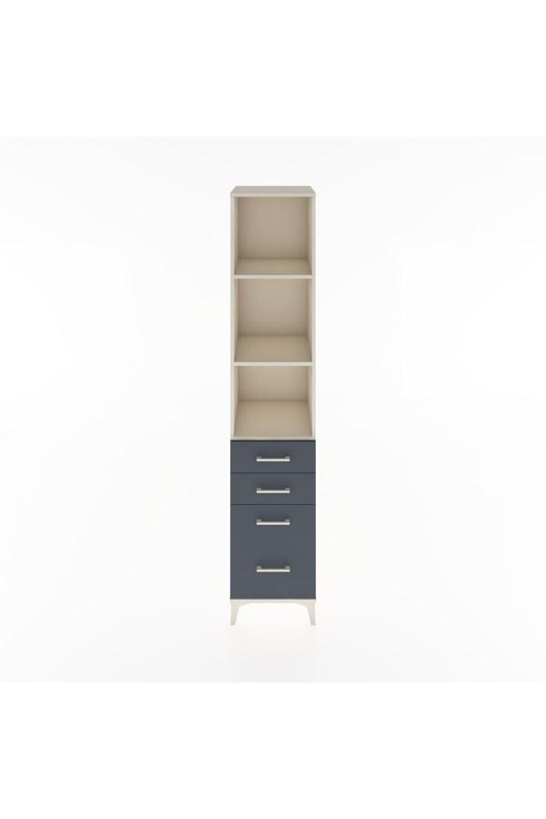 Dienni Hyperion Dolap 3 Raflı 4 Çekmeceli 44 x 44 x 221 cm Aytaşı - Antrasit - Image 1