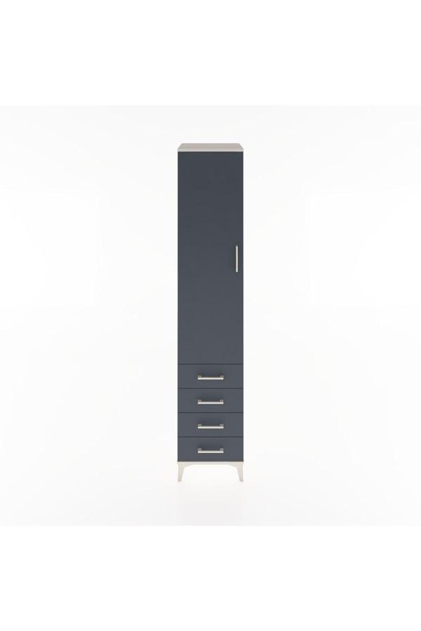 Hyperion Dolap 2 Raflı 4 Çekmeceli Tek Askılı 44x44x221 Aytaşı-Antrasit - Image 1