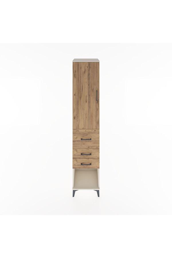 Hyperion Dolap 3 Raflı 3 Çekmeceli Tek Kapaklı 44x44x221 Aytaşı-Çam - Image 1