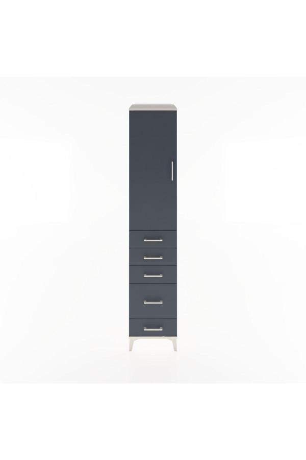 Hyperion Dolap 2 Raflı 5 Çekmeceli Tek Askılı 44x44x221 Aytaşı-Antrasit - Image 1