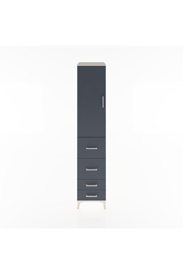 Hyperion Dolap 3 Raflı 4 Çekmeceli Tek Kapaklı 44x44x221 Aytaşı-Antrasit - Image 1