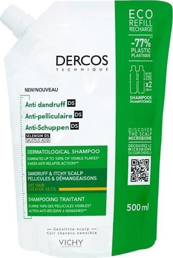 Vichy Dercos Yedek Anti Dandruff Kepek Karşıtı Şampuan 500ml - Kuru Saçlar - Image 1