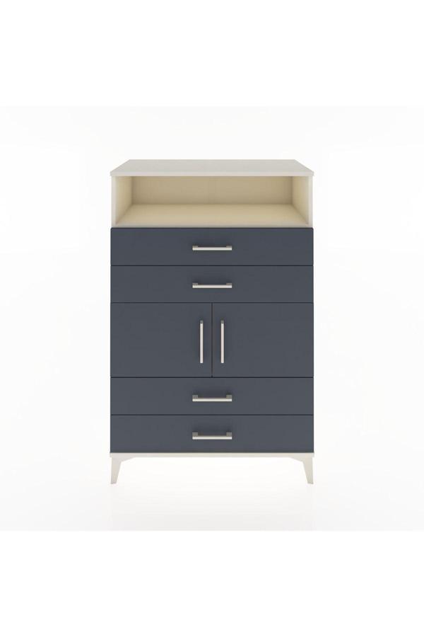 Hyperion Dolap 2 Raflı 4 Çekmeceli 2 Kapaklı 88x44x134 Aytaşı-Antrasit - Image 1