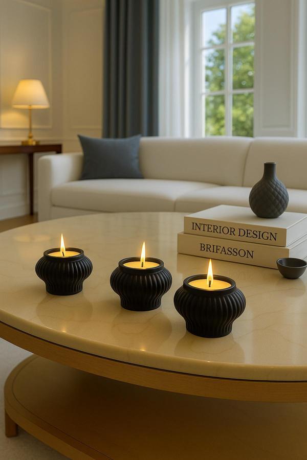 Neydin Home Modern 3’lü Tealight Mumluk | Lüks Doğal Taş Ev Aksesuarı - Image 1