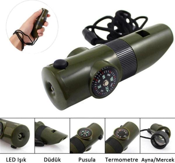 Argeus H7-1 Fenerli Dereceli Pusulalı Düdük Deprem Acil Durum Düdüğü - Image 1