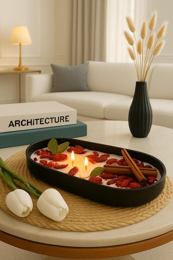 Neydin Home Premium Beton Kase İçinde İnci Tozu Mum Tasarımı - Image 1