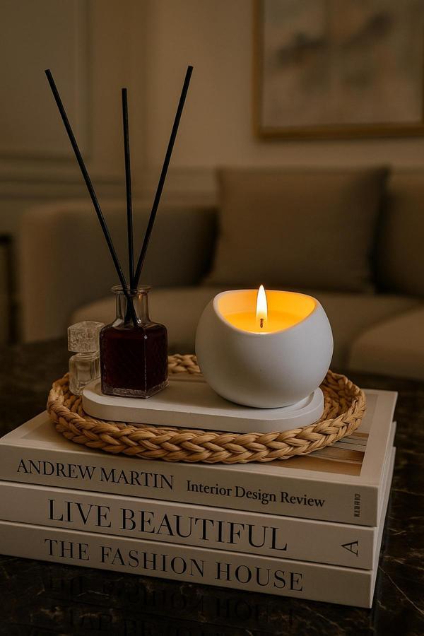 Neydin Home Dekoratif Okyanus Kokulu Mum ve Oda Kokusu Seti | Sunum Altlıklı - Image 1