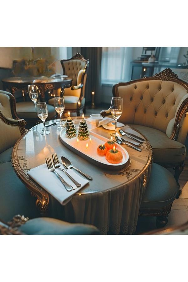 Neydin Home Dekoratif Yılbaşı Kasesi - İnci Kumu Mum Üzerinde Kabak ve Çam Ağaçlı Dekor Mumlar - Image 1