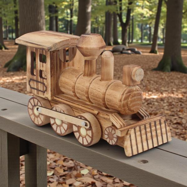 El Yapımı Doğal Ahşap Tren Oyuncak – Dekoratif Demiryolu Maketi Koleksiyon Çocuk Hediyesi - Image 1
