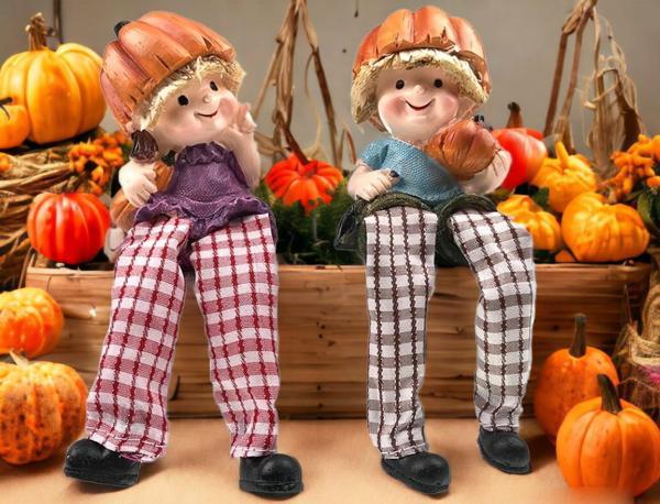 Ayakları Sallanan Balkabağı Kafalar Biblo Dekoratif Obje Hediyelik Ürün Vitrin Süsü Ev Hediyesi 15cm - Image 1