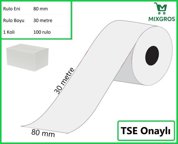80x30 Metre Termal Yazarkasa ve Adisyon Rulosu 100 Adet - Image 1